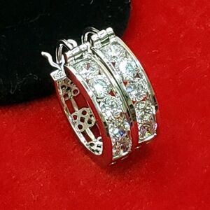 Sterling Silver 4mm Cubic Zirconia CZ Hoop Earrings
